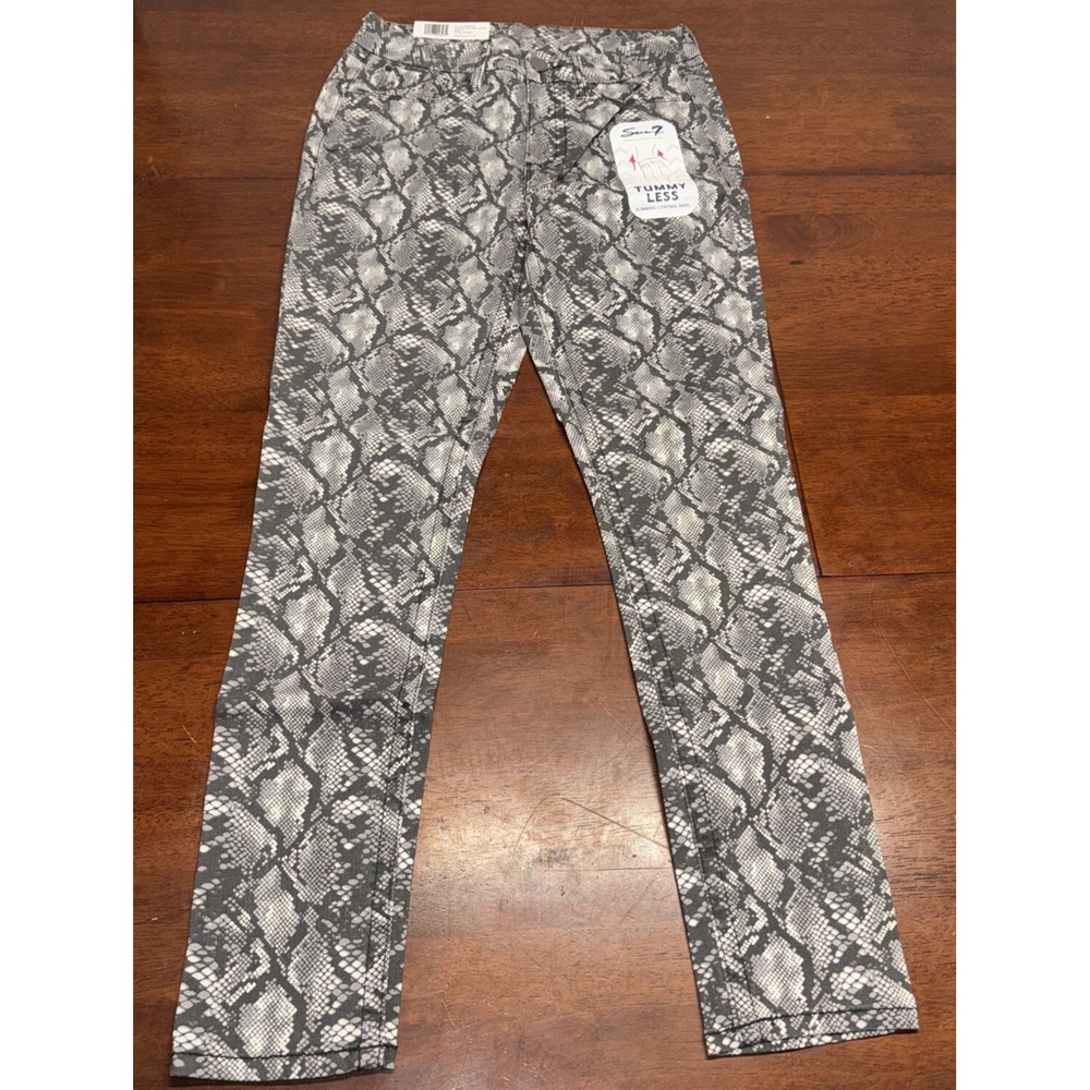 Seven7 Tummyless High Rise Skinny Jean Womens 6 Neutral Snake Gray Stretch NEW